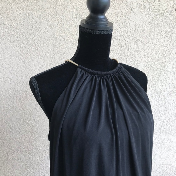 Jessica Simpson Blouson Halter Dress Black Gold 14 - Picture 3 of 7